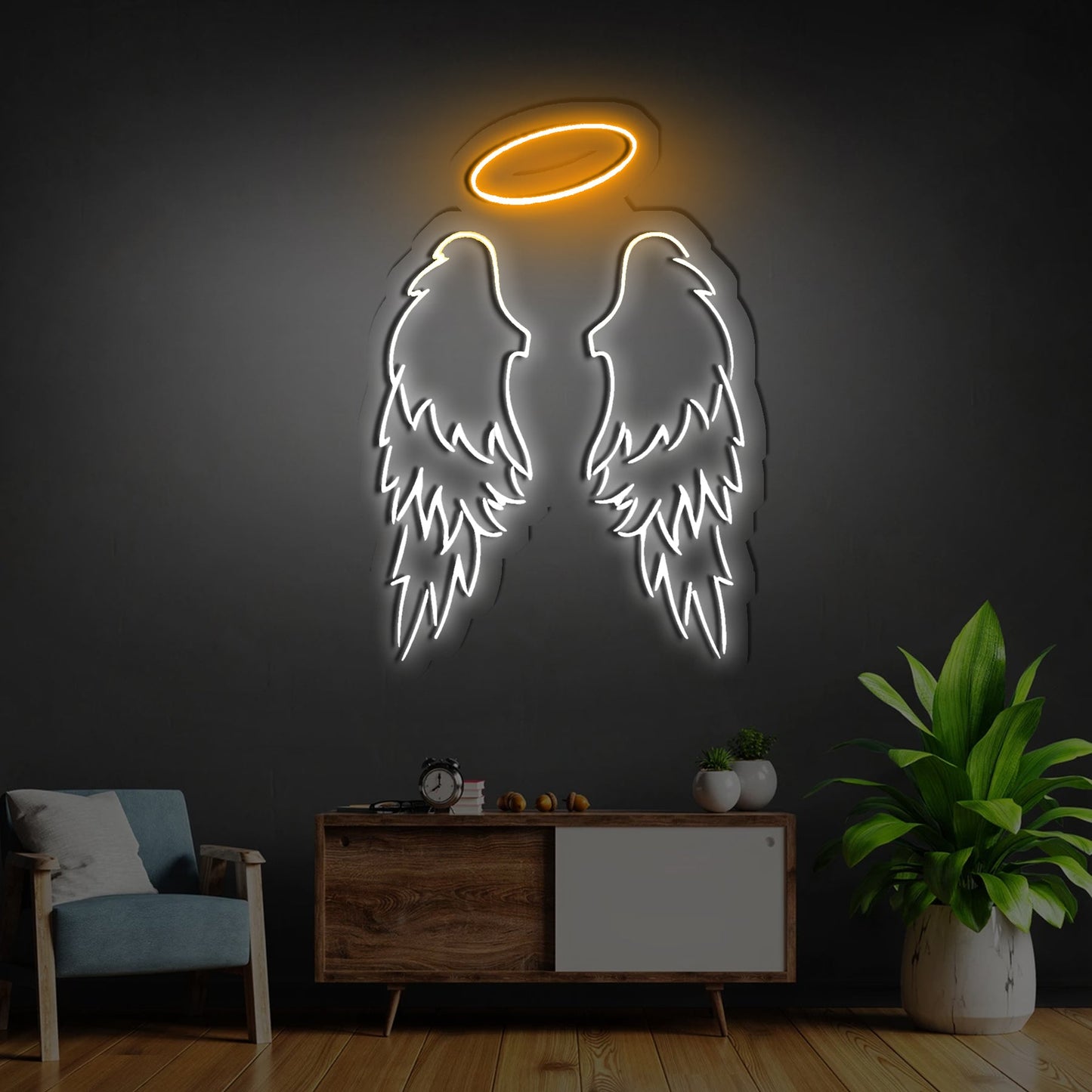 Angel Wings Neon Sign - Heavenly Light Decor | Aida Neon
