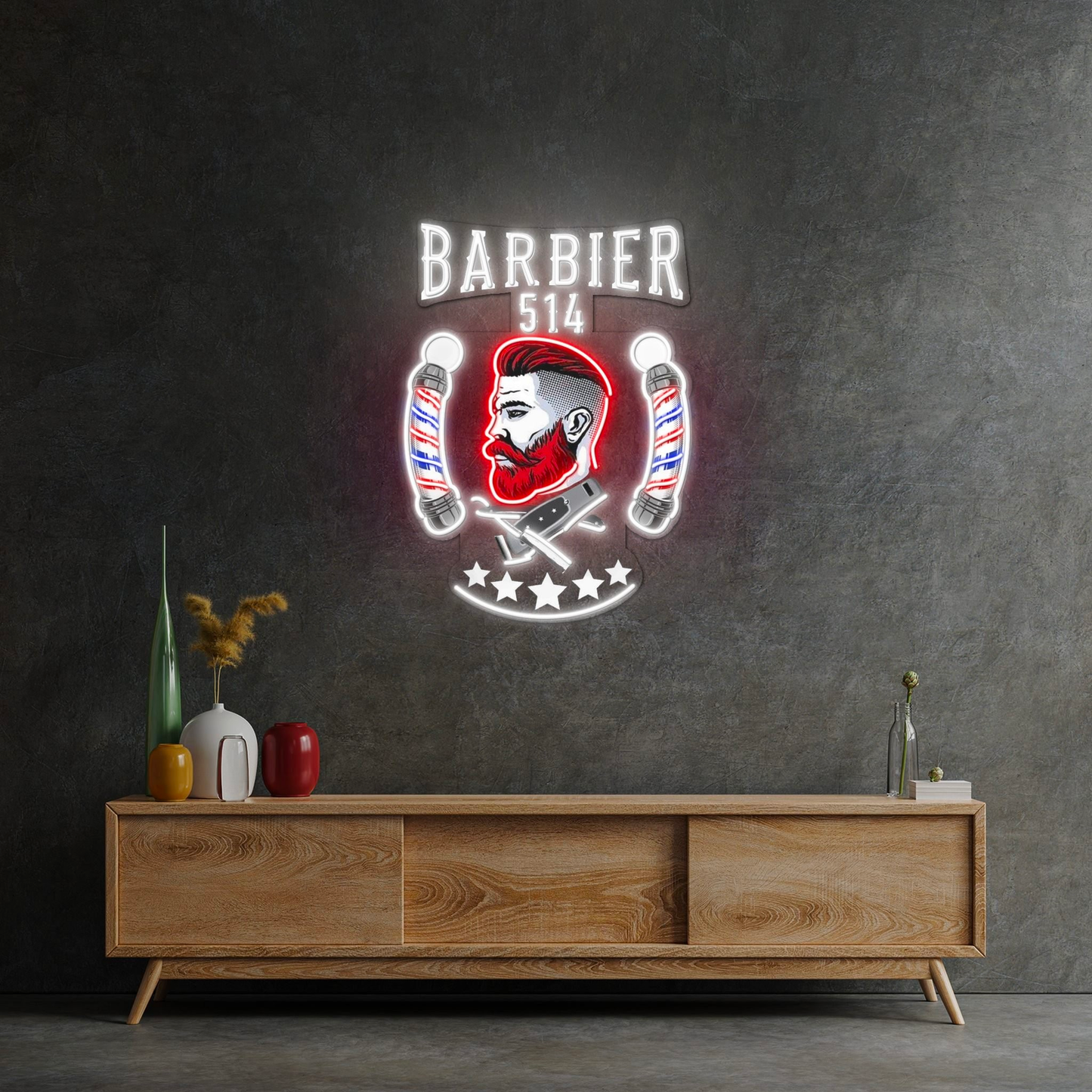 Barbier 514 LED Neon Sign - Classic Barber Shop Decor Aida Neon