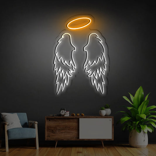 Angel Wings Neon Sign - Heavenly Light Decor | Aida Neon