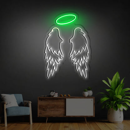 Angel Wings Neon Sign - Heavenly Light Decor | Aida Neon