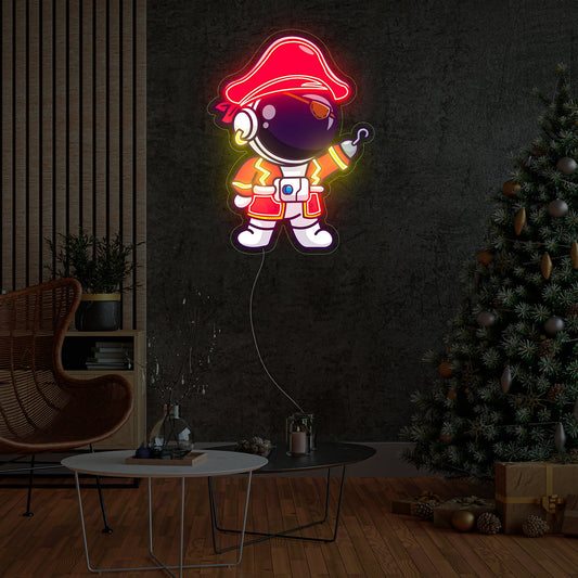 Astronaut Pirate LED Neon Acrylic Artwork - Adventure Space Light | Aida Neon