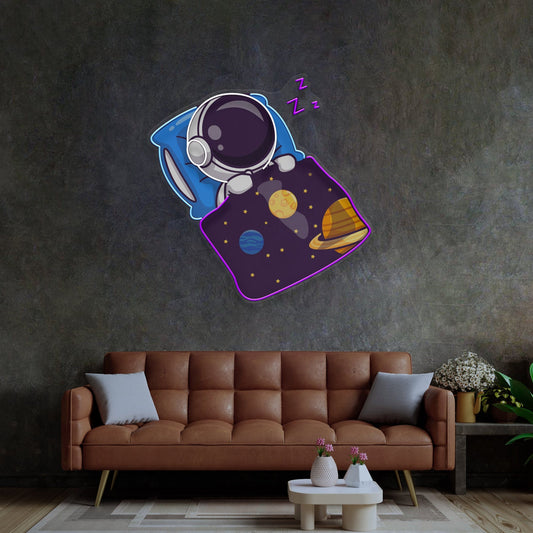 Astronaut Sleep LED Neon Sign - Dreamy Space Pop Art | Aida Neon