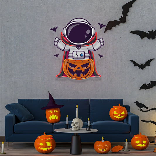 Astronaut Vampire Halloween LED Neon Sign - Spooky Space Light | Aida Neon