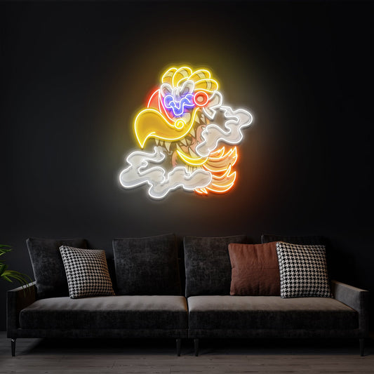 Aztec God Ehecatl Head Cartoon LED Neon Sign - Cultural Art Light  Aida Neon