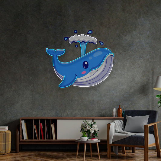 Baby Whale Spout LED Neon Sign - Cute Pop Art Light | Aida Neon