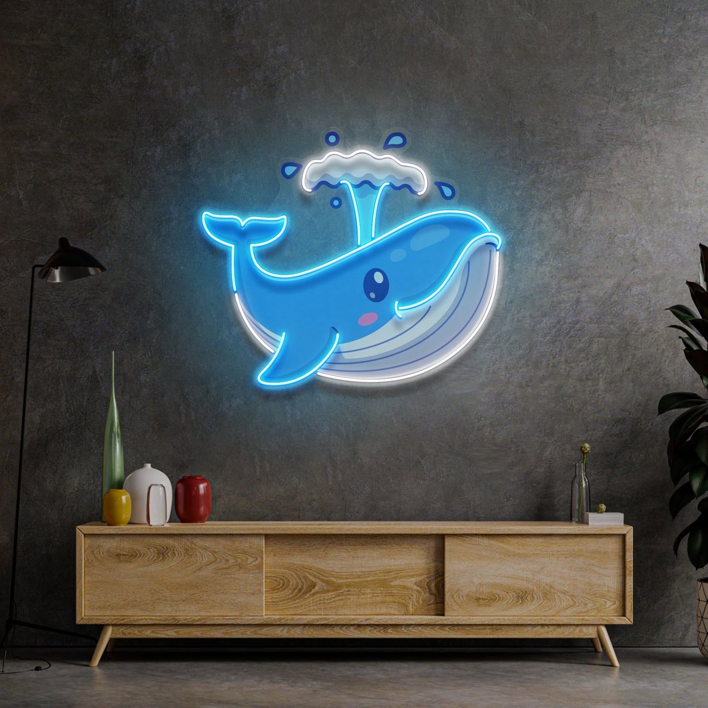 Baby Whale Spout LED Neon Sign - Cute Pop Art Light | Aida Neon