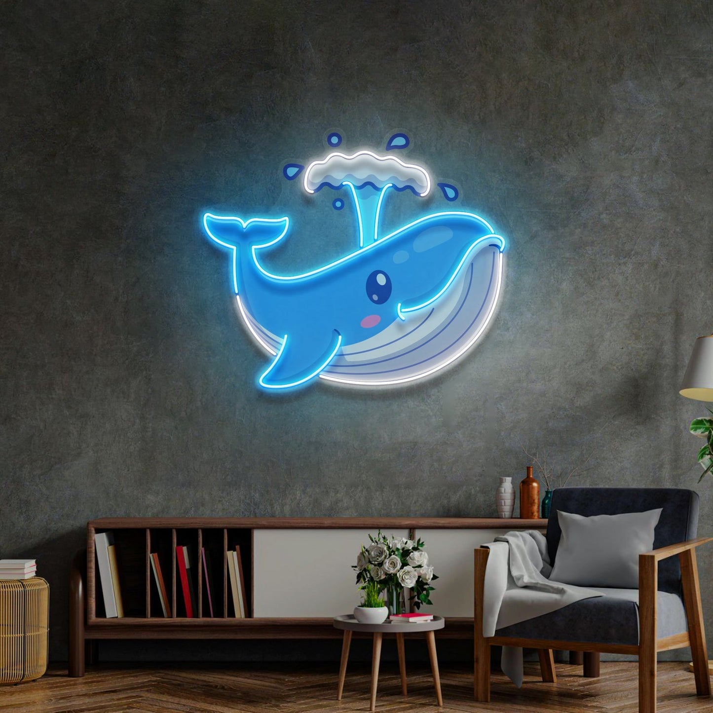 Baby Whale Spout LED Neon Sign - Cute Pop Art Light | Aida Neon