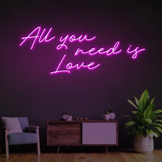 All You Need Is Love LED Neon Sign - Inspirational Quote Light | Aida Neon